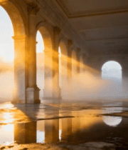 阳光照射下的拱形长廊7049#横屏 