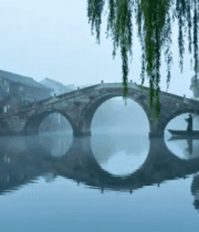 江南水乡石桥流水风景11133#横屏 