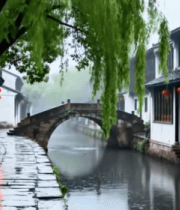 江南水乡古镇石桥风景10043#横屏 