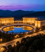 建筑群夜景鸟瞰3754#横屏 