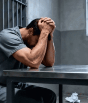 监狱中囚犯独坐抱头场景8195#横屏 