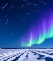 极光星空下的雪地景象3962#横屏 