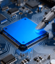 机械手臂操作芯片电路板8253#横屏 