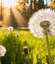 阳光森林中蒲公英特写6315#横屏 