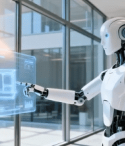 机器人于办公室操作虚拟屏幕7577#横屏 