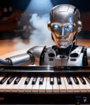 机器人舞台上弹钢琴场景12528#横屏 