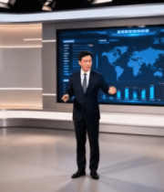 演播室新闻主播播报画面1428#横屏 