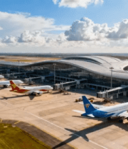 机场停机坪飞机停靠画面8575#横屏 