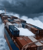 货轮在暴风雨中航行6416#横屏 