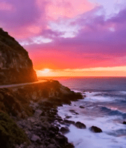 沿海公路日落美景12373#横屏 