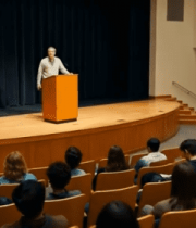 演讲者于舞台对观众演讲9836#横屏 