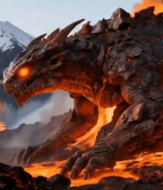 	 火山旁喷火巨龙奇幻场景12215#横屏 