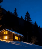 雪夜中的山间木屋9619#横屏 