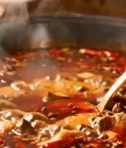 火锅锅底舀汤特写素材13966#横屏 