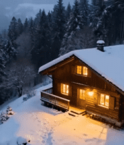 雪夜山林中的木屋4133#横屏 