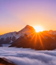 雪山云海日出全景317#横屏 