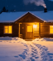 雪夜木屋暖光场景2211#横屏 