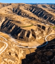 黄土高原梯田俯瞰景象11966#横屏 