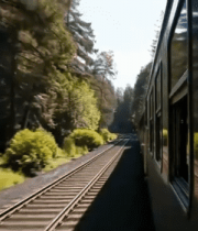 火车穿行森林铁轨风景5277#横屏 