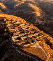 黄土高原梯田村落俯瞰5155#横屏 