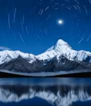 雪山星空湖面倒影夜景素材5025#横屏 