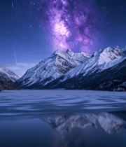 雪山星空湖面自然景观4748#横屏 