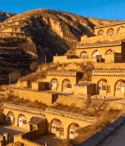 黄土高原农村窑洞景观698#横屏 