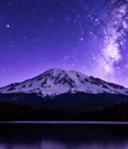 雪山星空下的静谧湖泊夜景5723#横屏 