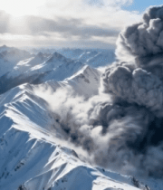 雪山雪崩全景素材6289#横屏 