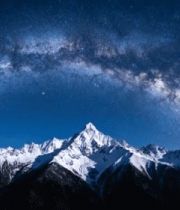 雪山夜空银河全景素材5756#横屏 