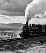 荒漠中行驶的蒸汽火车11840#横屏 