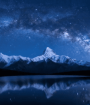 雪山星空湖面倒影素材(1)12021#横屏 