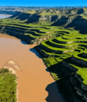 黄河黄土高原航拍风光2430#横屏 