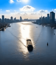 黄浦江畔城市建筑航拍6297#横屏 