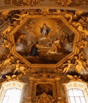 华丽宫殿天花板壁画与吊灯10104#横屏 