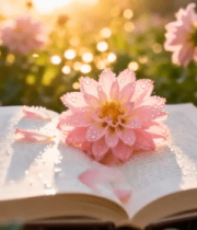 花丛中翻开的书本11369#横屏 