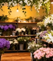 花店内部多彩鲜花陈列11542#横屏 