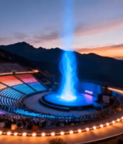 户外舞台喷泉夜景素材8961#横屏 