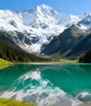 雪山湖泊森林自然风光(2)10018#横屏 