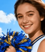 户外体育场手持花球的女孩14858#横屏 