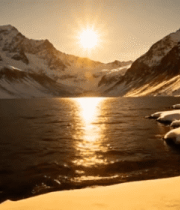 雪山湖泊日落自然风光(1)3168#横屏 