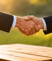 户外两位商人握手场景1844#横屏 