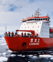 雪龙号极地破冰船航行画面4730#横屏 