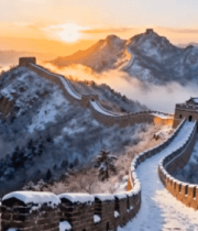 雪后长城日出风光1392#横屏 