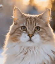 雪地中长毛猫特写11016#横屏 