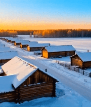 雪后村落全景2081#横屏 