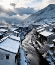 雪后古村落全景8031#横屏 