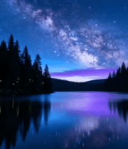 湖畔森林夜空星空美景13609#横屏 