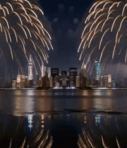 湖面夜景烟花绽放8703#横屏 