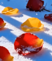 雪地上散落的玫瑰花瓣12642#横屏 